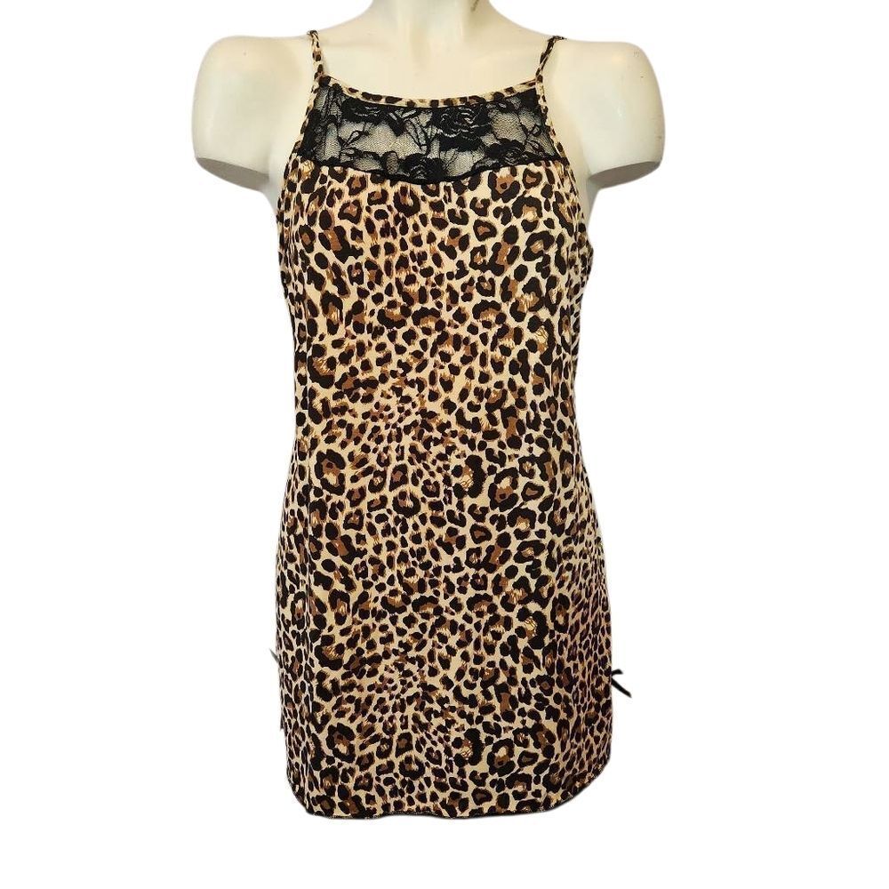 Avid Love Leopard Print Lace‎ Trim Cami Pajamas Size XL